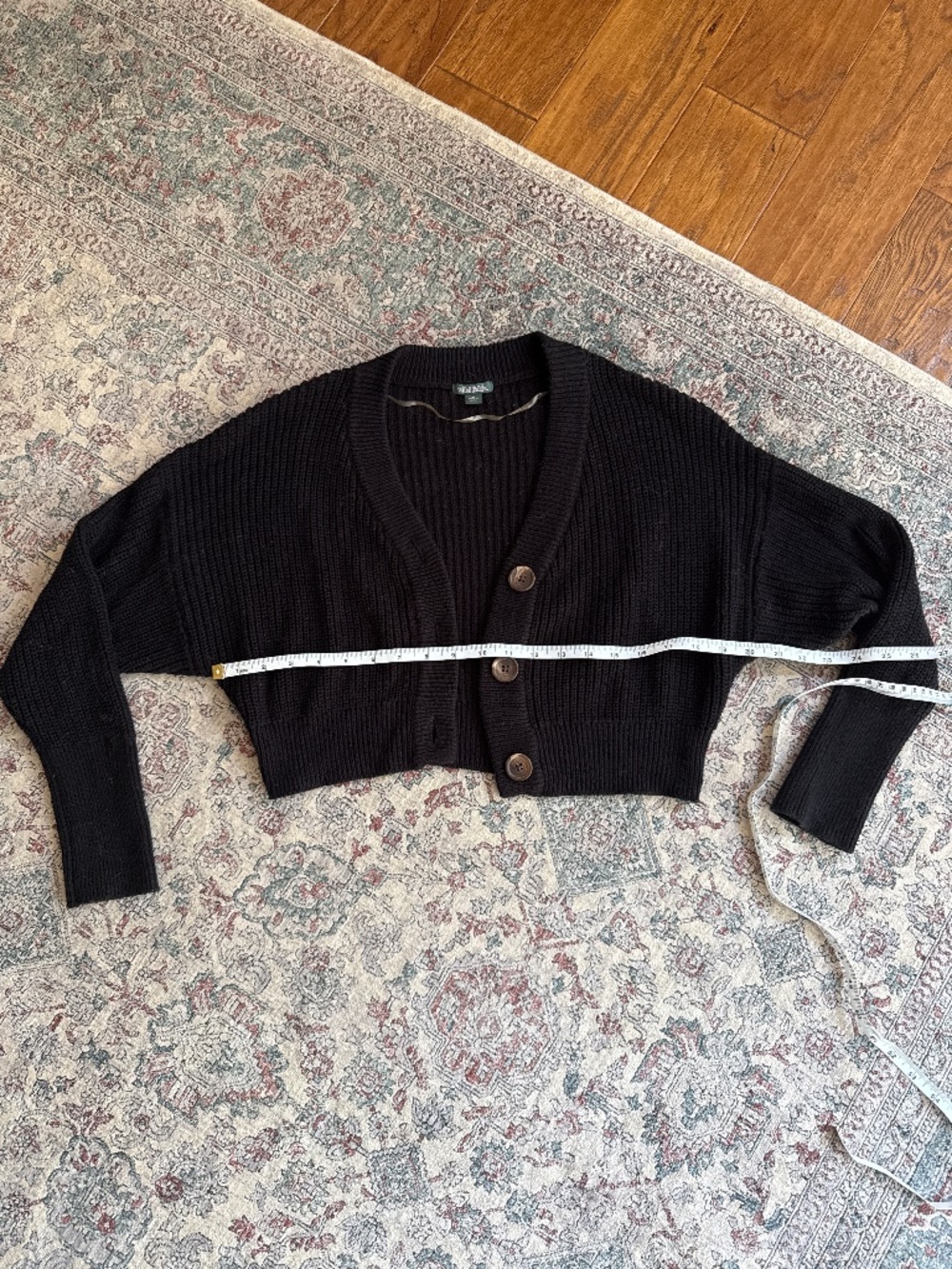 Black cropped cardigan sweater